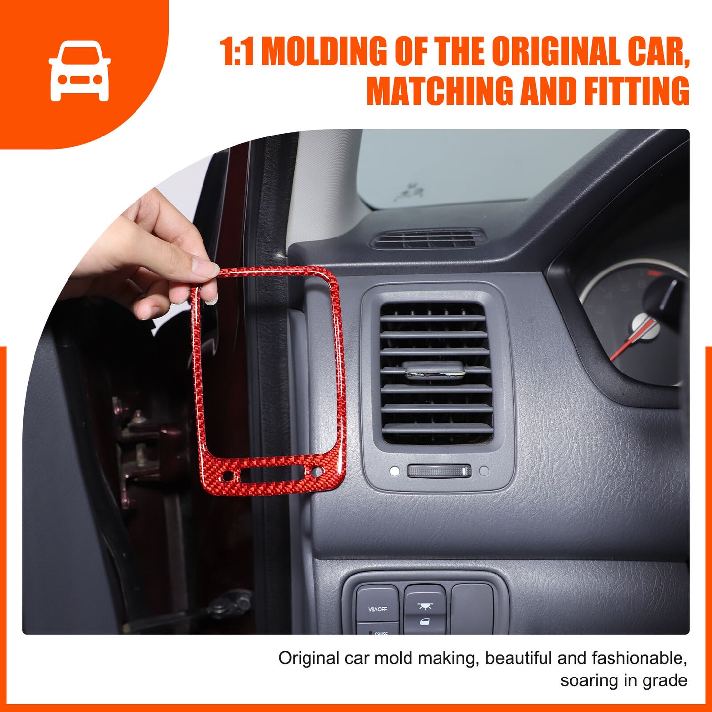 Red carbon fiber interior vent socket trim for Honda Pilot 2003 - 2008 2X- n