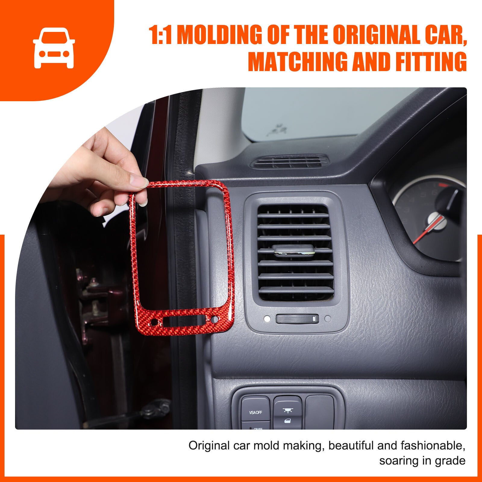 Red carbon fiber interior vent socket trim for Honda Pilot 2003 - 2008 2X- n