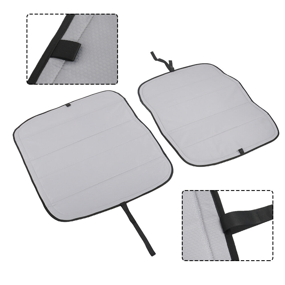 (Pair) Transit Insulated Sun-Shielded Rear Door Window Covers for Van Silvery n