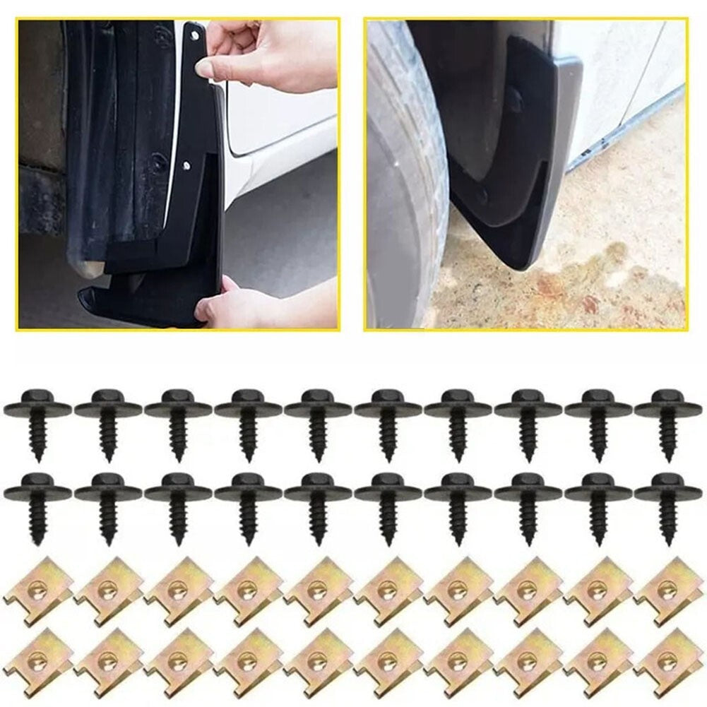 40Pcs Metal Car Screw Body Fender Bumper Retainer U Nut Clips Gasket Fastener