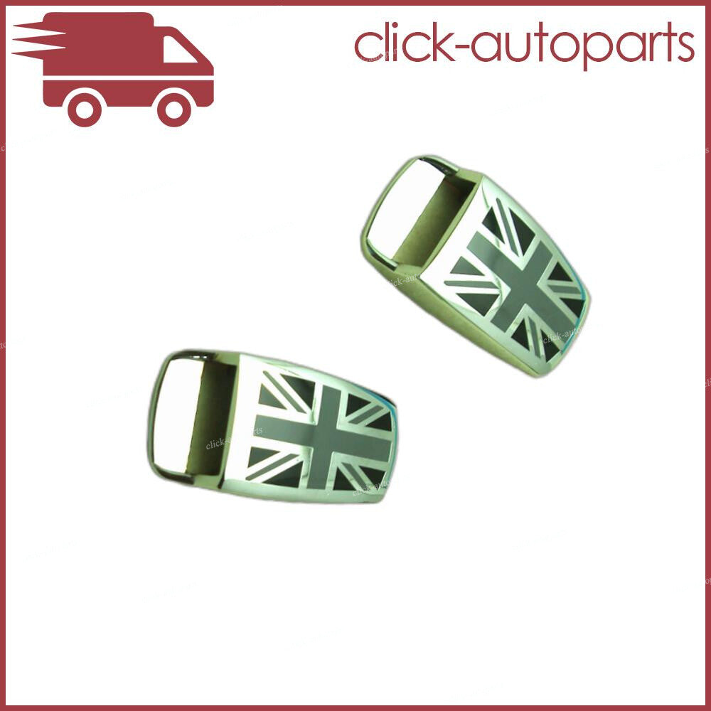 2pcs Gray Windshield Washer Wiper Spray Nozzle Cover Union Jack Fits for Mini Cooper