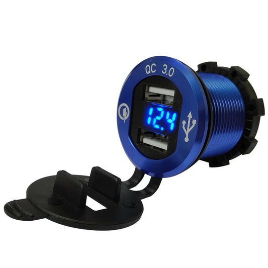 Dual USB Fast Charger Socket Outlet LED Voltmeter For Car Boat Motorcycle