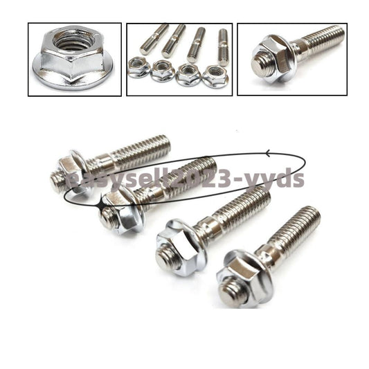 Exhaust Manifold Port Studs w/ Nuts for Harley Dyna Sportster Softail Touring 4x