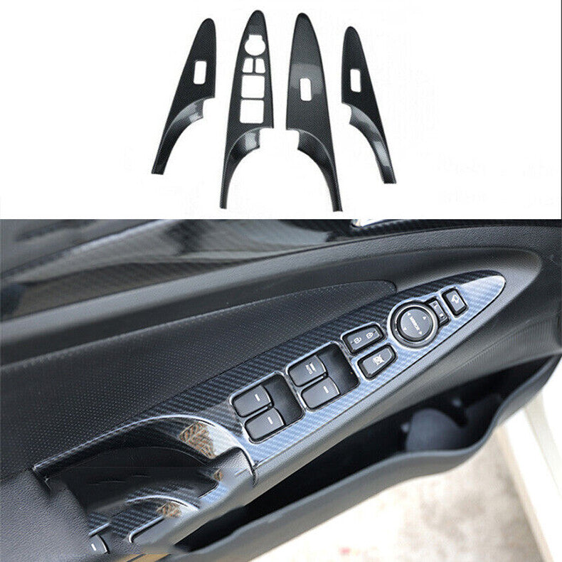 for Hyundai Sonata 2011-2014 Carbon Fiber Window Lift Panel Switch Cover Trim 4x