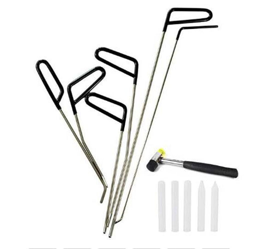 11pcs PDR Tools Push Rods Tail Dent Puller Lifter Paintless Hail Repair Hammer v