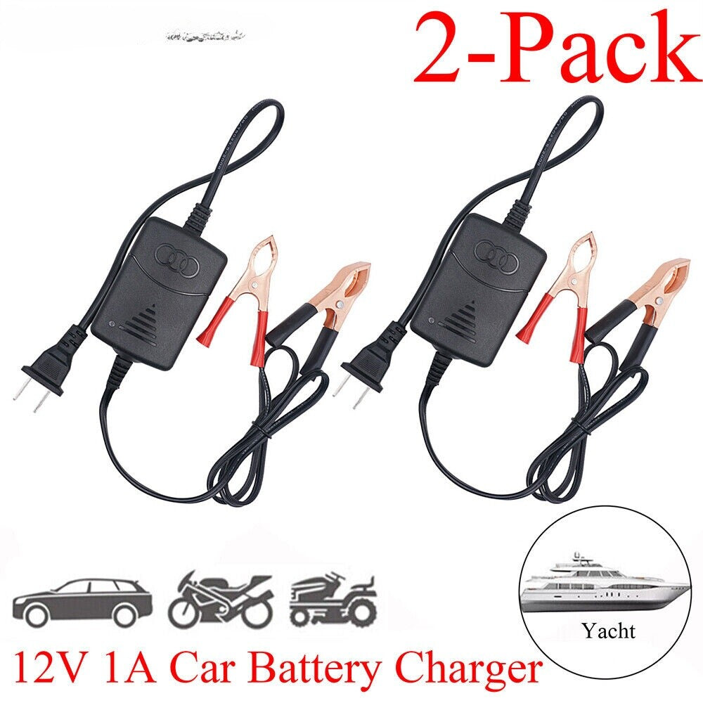 2PCS Car Battery Charger Maintainer 12V Trickle RV for Truck Motorcycle ATV Auto
