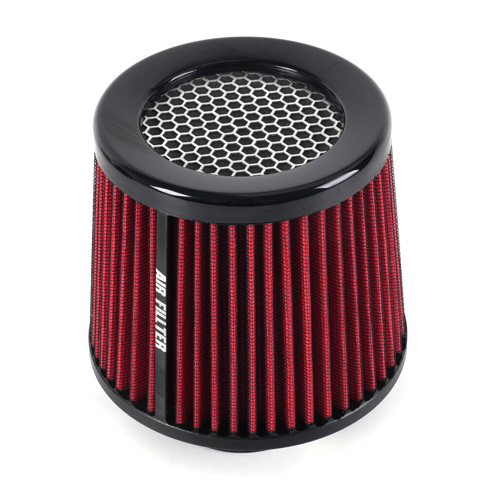 Red 3 76mm High Flow Inlet Cold Air Intake Cone Replacement Dry Air Filter