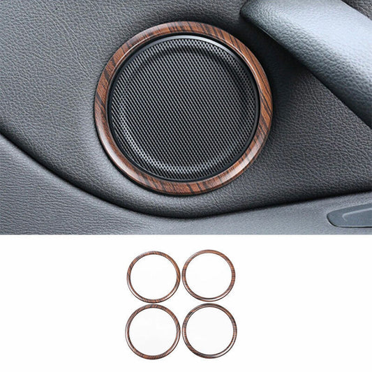 for BMW X1 F48 2016-22 Pine Wood Grain Inner Door Horn Frame Ring Cover Trim 4P