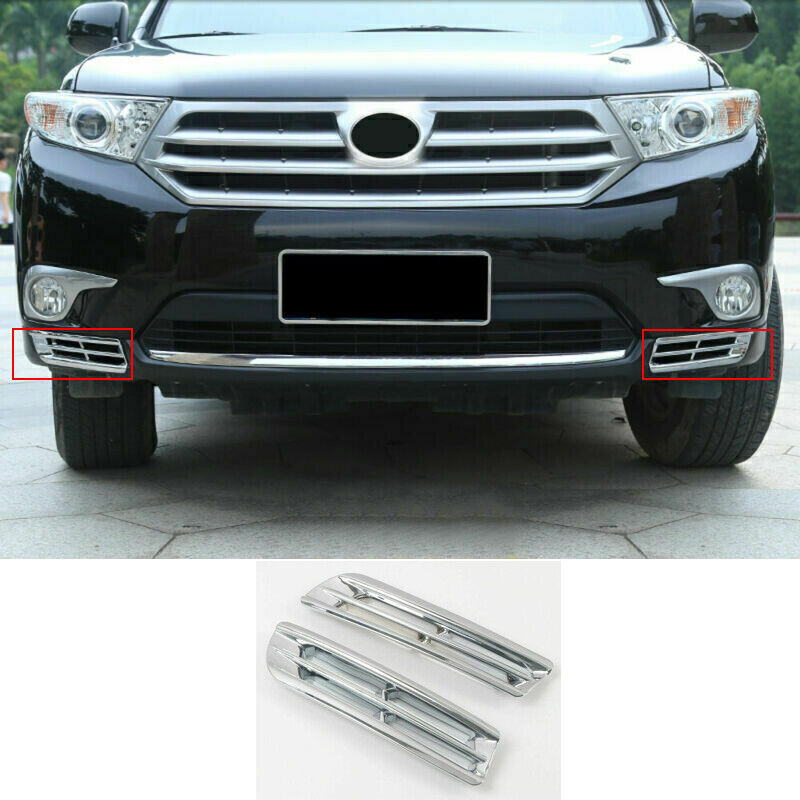 for Toyota Highlander Chrome Front Fog Light Lamp Cover Accessories 2011-2013