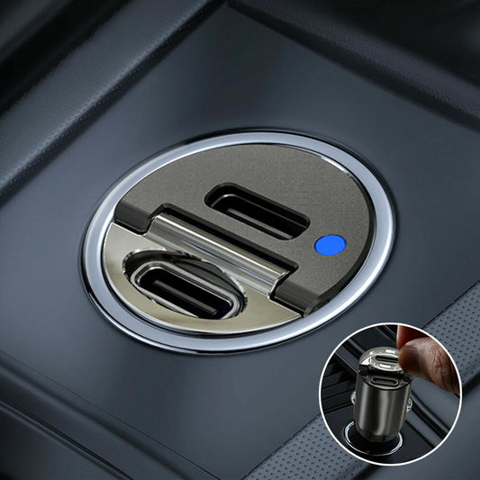 for Mini Dual USB Type-C PD Car Phone Charger Adapter 30W Fast Charging Accessories