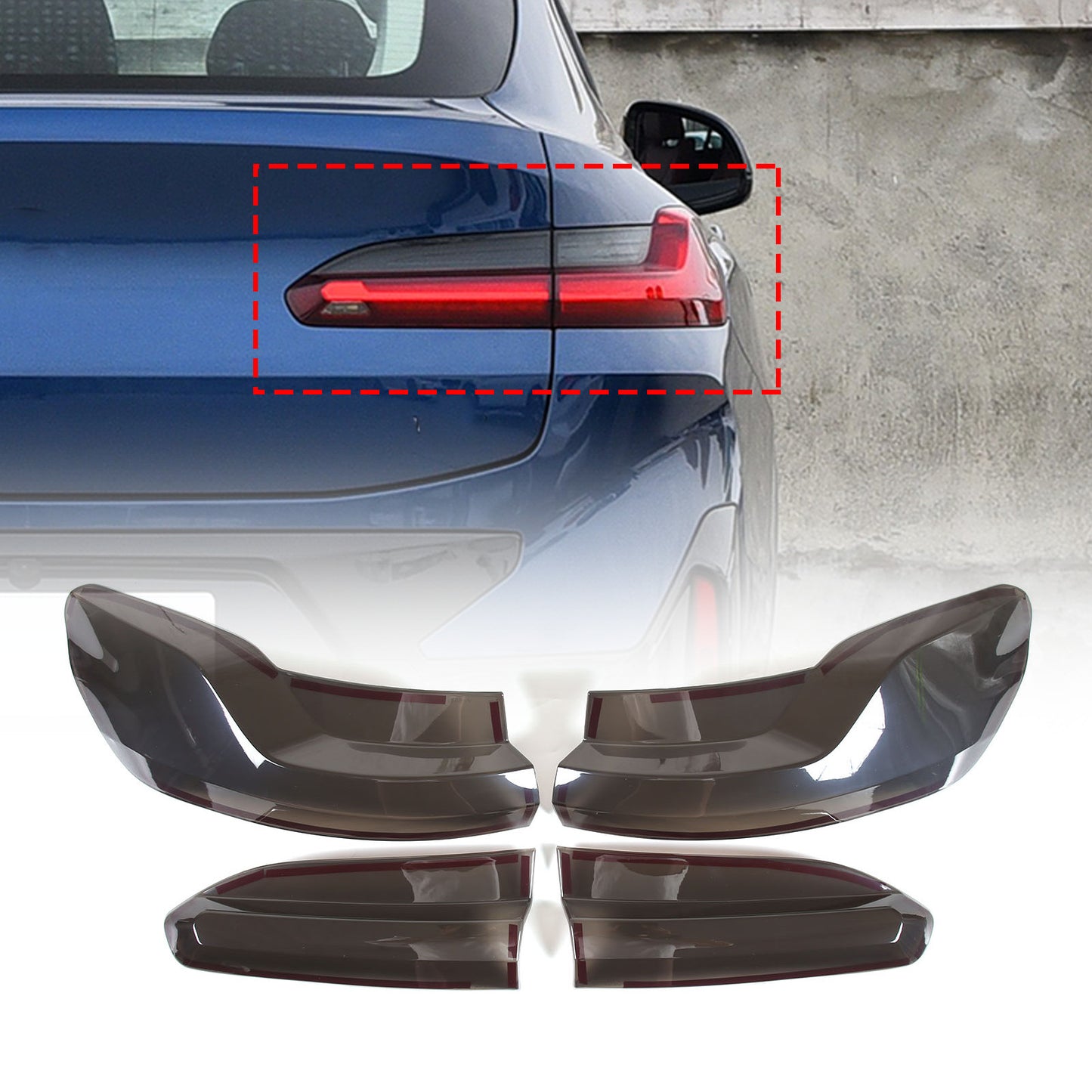 Smoked Black Taillight Cover Rear Cover Trim Accessory for X4 2019-24 n