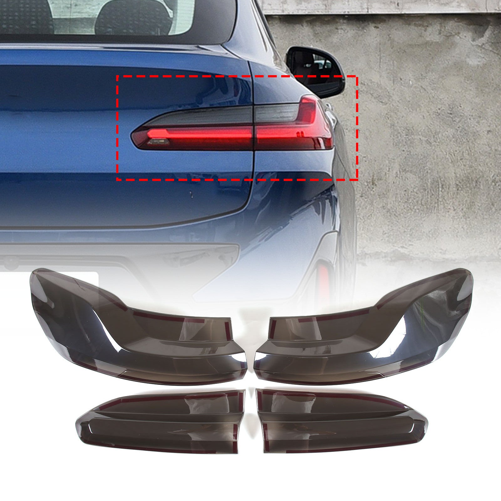 Smoked Black Taillight Cover Rear Cover Trim Accessory for X4 2019-24 n