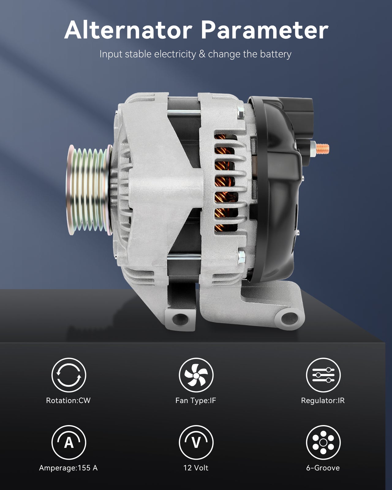New Alternator 12V 155Amp Fit for 2007-2009 for Chevrolet Equinox 3.4L V6 AND0420