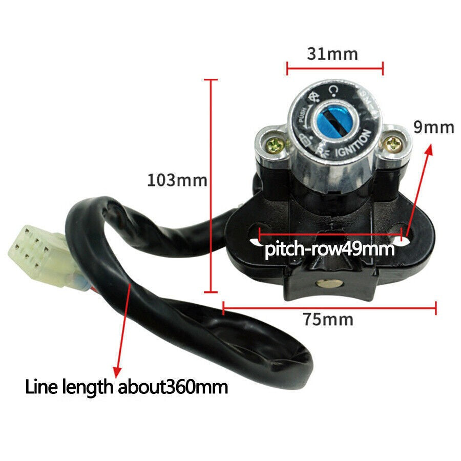 Aluminium Alloy Set Motorcycle Modified Ignition Key Lock w/ Two Keys Universal Q