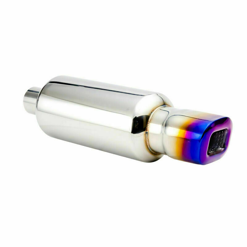 2 ID Rear Exhaust Muffler Pipe Tips High Flow 4.5 Body Moto Square Tip