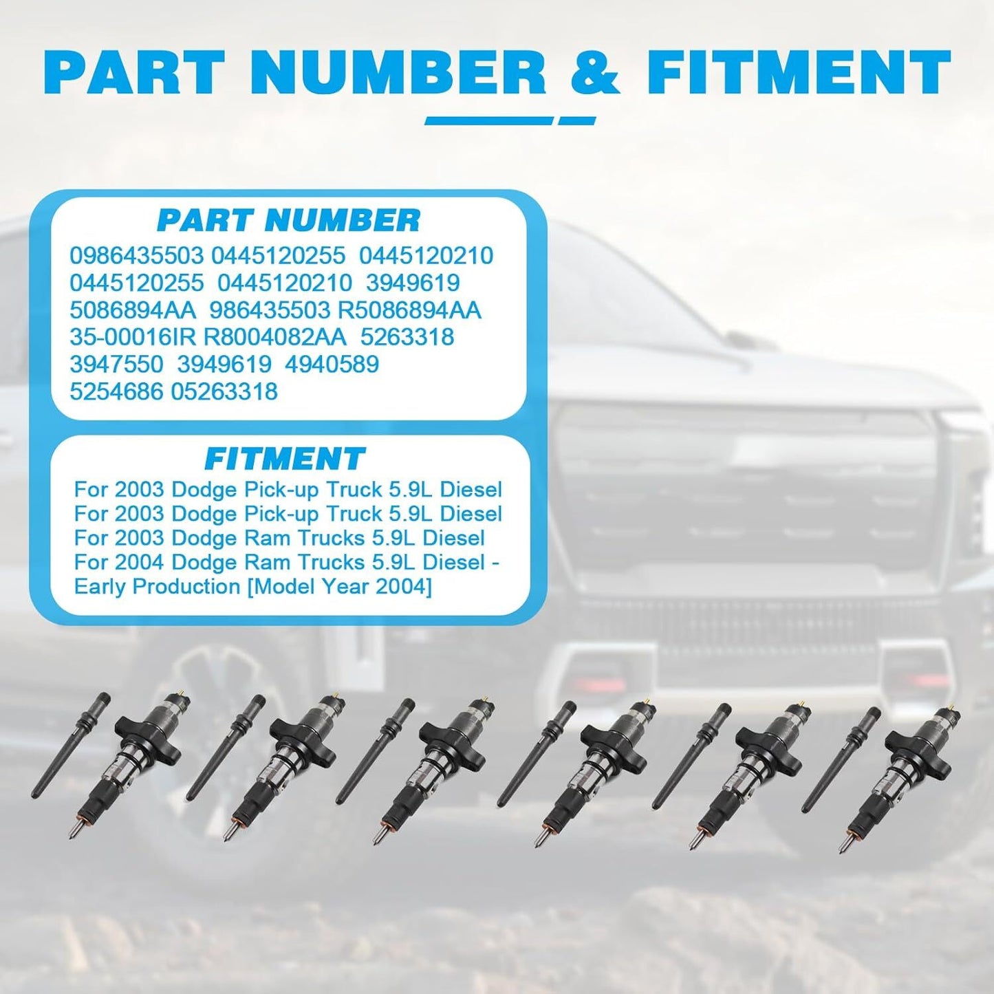 6PCS Fuel Injector 0445120255 For 2003-2004 for Dodge for Ram 2500 3500 5.9L n