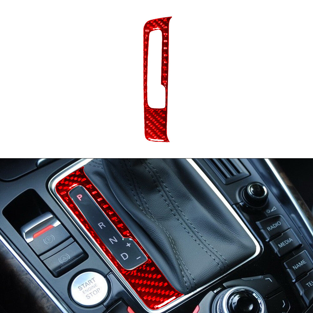 for Audi Q5 2009-2017 Gear Shift Outer Frame Trim Cover Decor Carbon Fiber Red