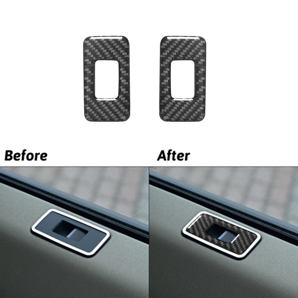 2pcs Carbon Fiber Rear Door Switch Trim for Land Rover Discovery Sport 2015-2019