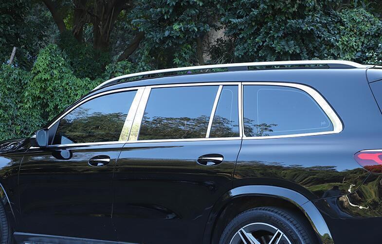 for Benz GLS 2020-2024 Chrome Steel Window Center BC-Pillar Panel Covers Decor