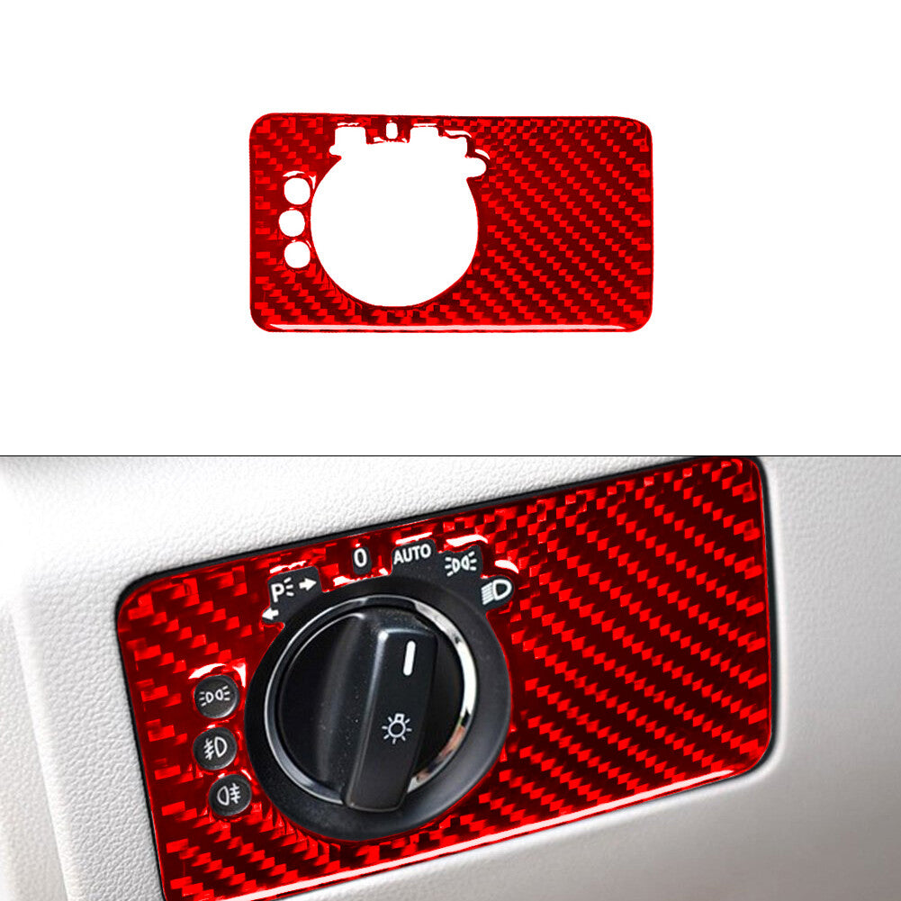 Red Carbon Fiber Light Control Knob Trim for Mercedes R-Class 2009-2012