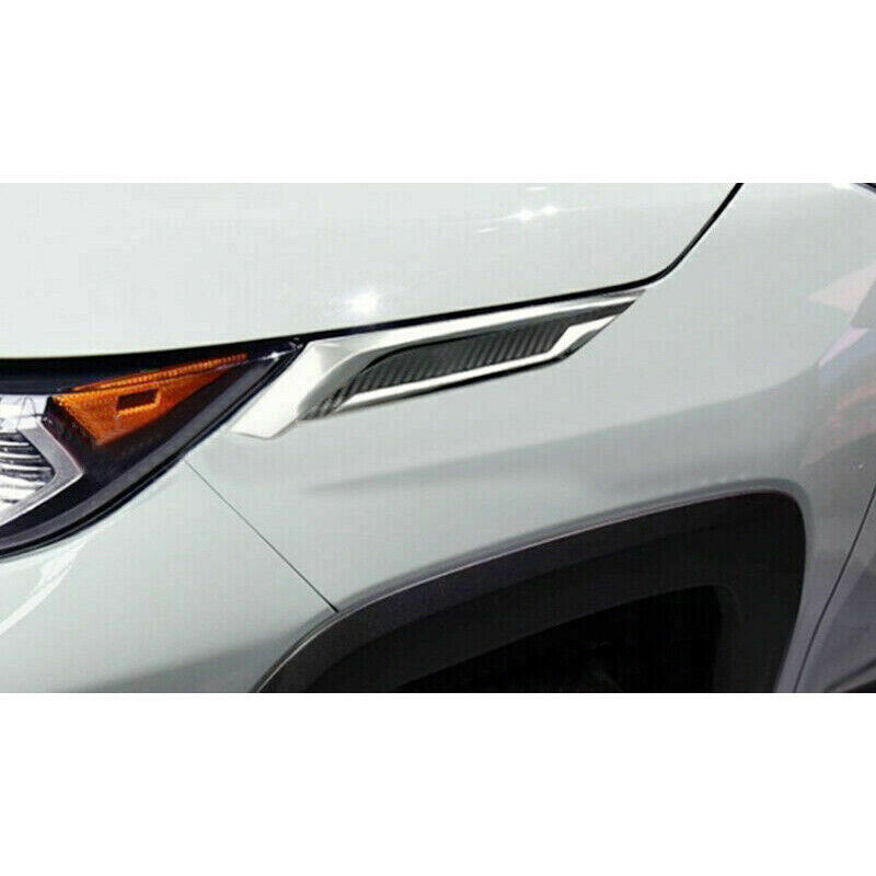 for Toyota Rav4 2019-24 Carbon Fiber+Chrome Front Head Light Eyebrow Cover Trim