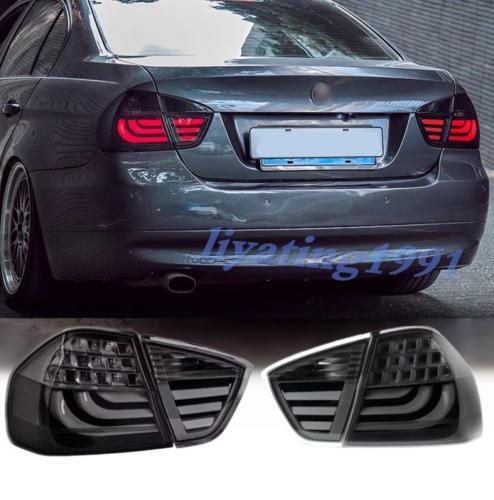 Suitable for BMW E90 3 Series sedans 2005-2008, blacked-out LED taillights.