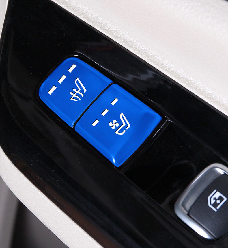 for Kia Carnival 2022-24 Blue Alloy for Seat Door Lock Button Sticker Cover Trim 6X