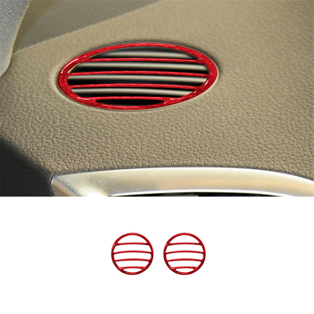 2pcs Red Carbon Fiber Defogger Air Exhaust Trim Panel for Audi Q7 2007-2015
