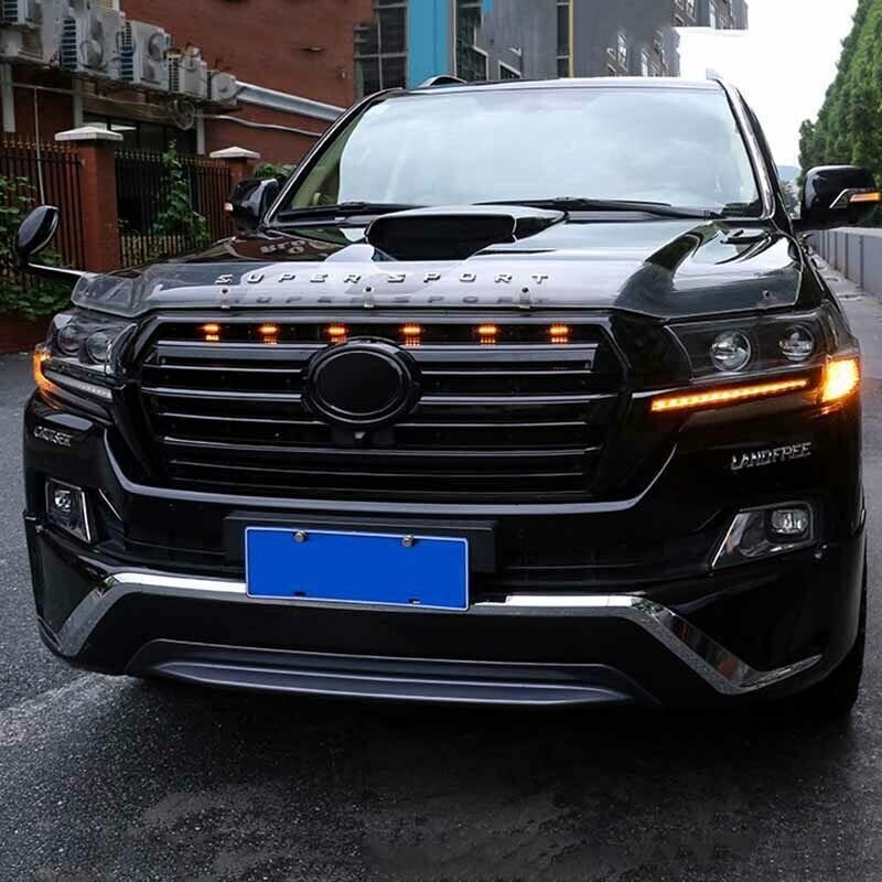 LED Style Front Bumper Grille Light Bars Decor for Land Cruiser 2016-2021