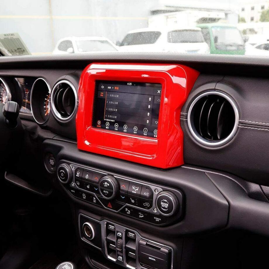 ABS Red Interior GPS Navigation Frame Cover Trim For 2018-2023 for Jeep for Wrangler JL v