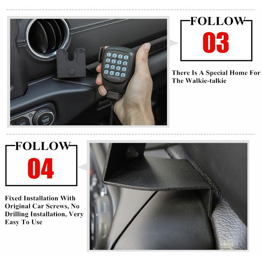 Walkie Talkie Mount Bracket Phone Holder Stand for Jeep for Wrangler JL 2018-2023