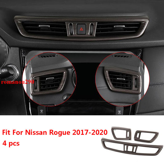 3P for Nissan Rogue 2017-2020 Wood Grain ABS Front Air Vent Outlet Cover Trim