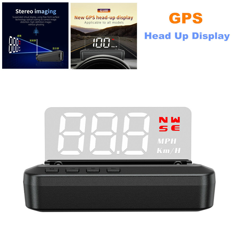 HUD displays vehicle GPS, instrument panel, head-up display, speedometer (MPH, km/h). Universal. n