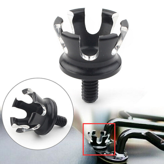 Imperial Crown Style Rear for Seat Bolt Tab Screw Mount fit for Harley 96-up Black+White