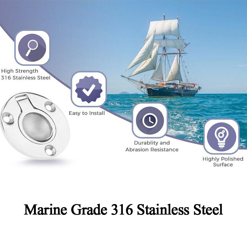 3-piece ship loading ring hatch 1.97-inch round flush latch marine embedded handle - n