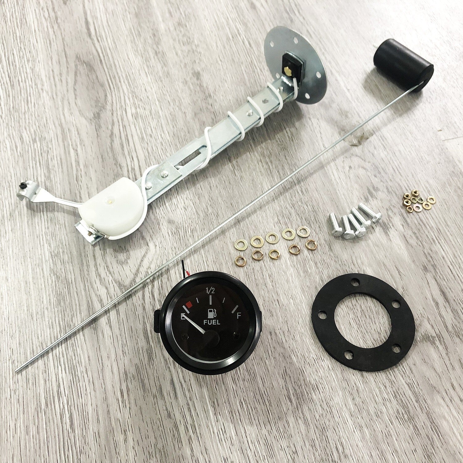 Universal 252mm Fuel Level Gauge Kit W/ Fuel Float Sensor E-1/2-F Pointer 12V