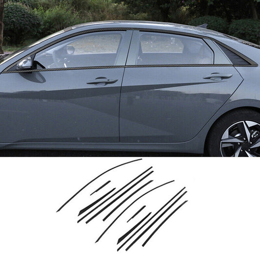 for Hyundai for Elantra 2021-2023 Carbon Fiber Steel Window Molding Strip Cover Trim