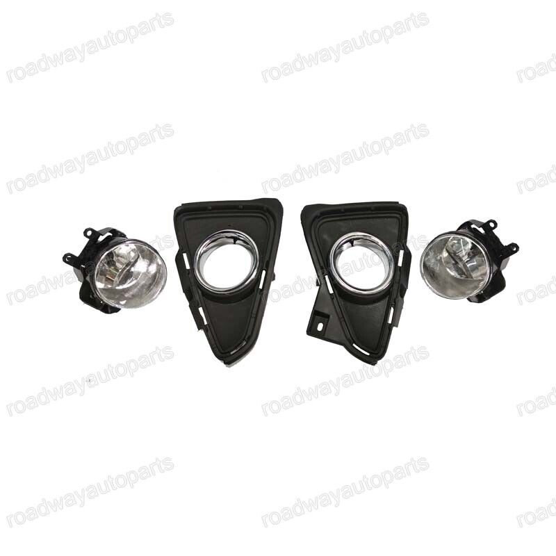 Front Bumper Fog Light Driving Lamp W/Chrome Cover Set for TOYOTA RAV4 2016-2018