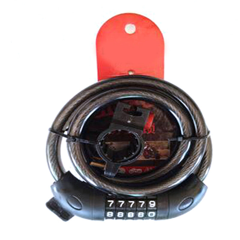 Bicycle anti-theft lock with five-digit combination lock, soft wire lock, and cut-resistant design. n