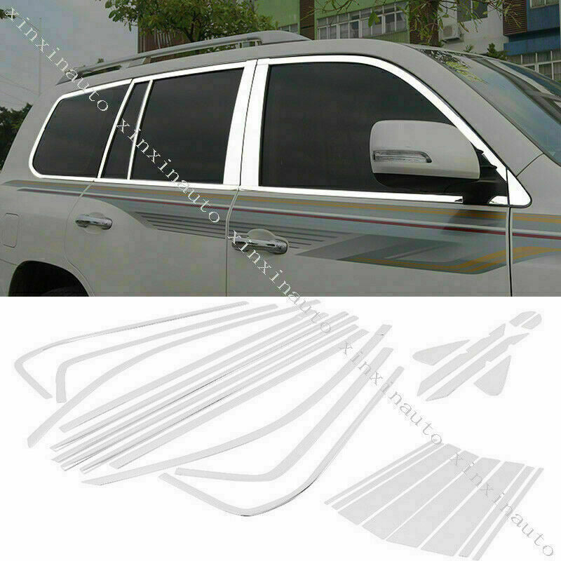 24P for Toyota for Land Cruiser LC200 2008-2021 Chrome Car Window Molding Trim Strip