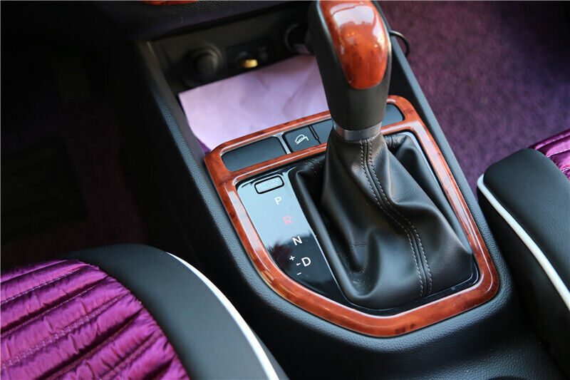 Console Gear Shift Frame Cover Trim 1 Fit for Hyundai IX25 2015-2019 Brown Wood