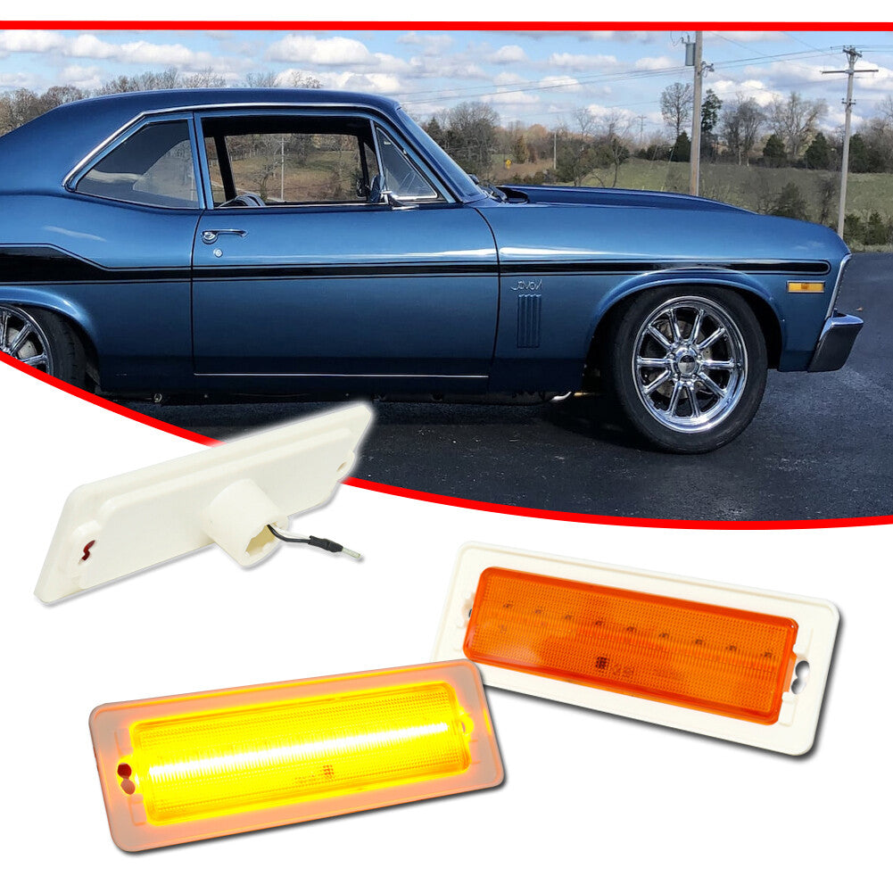 Amber lens LED front corner side marker indicator light suitable for 1970-1974 Nova- v