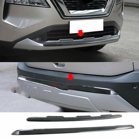 for Nissan Rogue 2021-23 Carbon Fiber ABS FrontRear Bumper Molding Strip Trim2