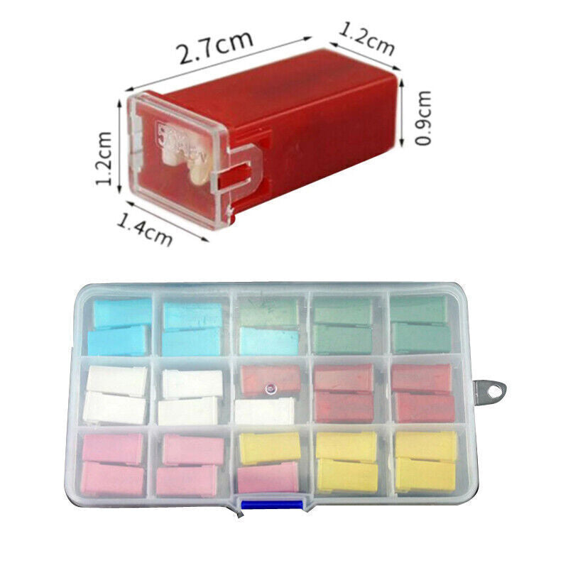 30-pack automotive fuses, categorized as 20A, 30A, 40A, 50A, 60A, suitable for each combination, low and high. n