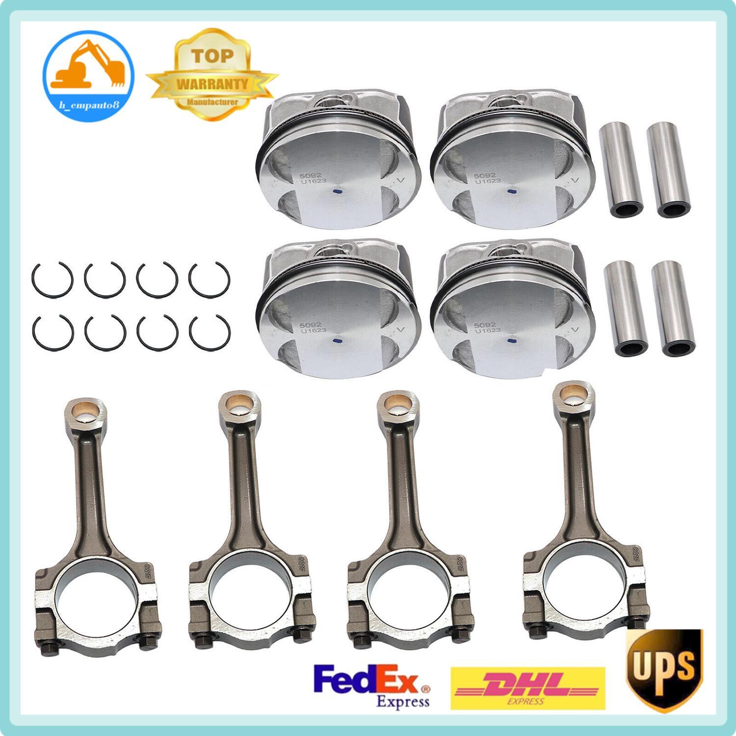 4x Pistons Rings 12578324  ConRods 12654958 for Buick for Chevrolet for GMC for Saturn 2.4L