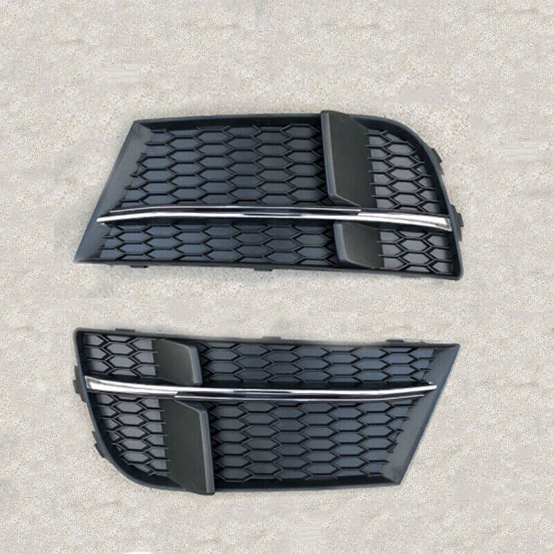 Pair Honeycomb chrome Fog Light Cover Lamp Grille for Audi A3 S3 S-Line 2017-19