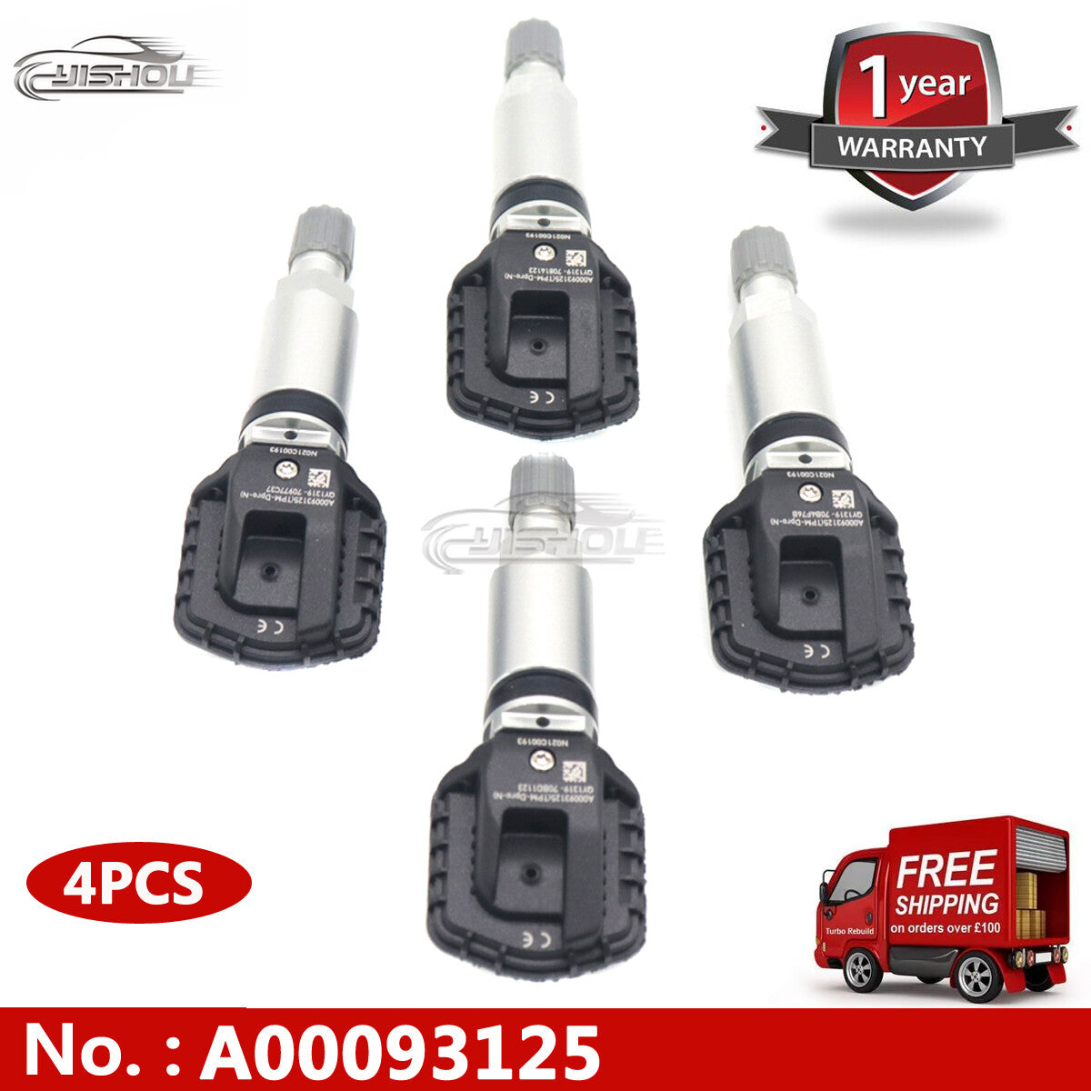4-pack of new TPMS tire pressure sensors suitable for Beijing Ruibike BAIC BJEV EU5 EU7 A00093125