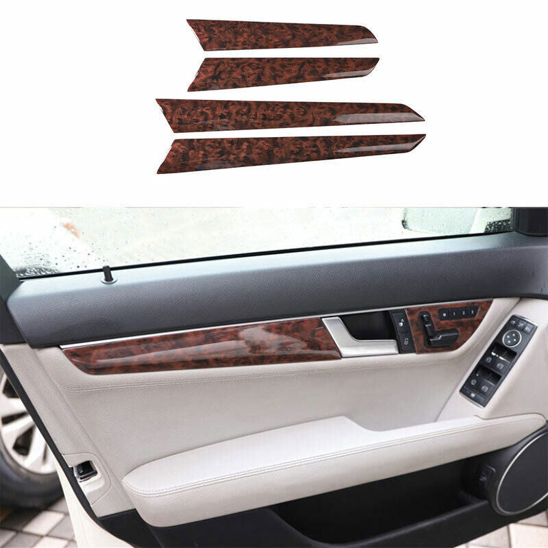 For C-Class 2009-2014 Agate Wood Grain Inner Door Panel Cover Trim n