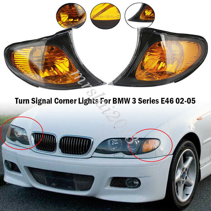 for BMW 3 Series E46 2002-2005 Pair Sedan Wagon Amber Turn Signal Corner Lights