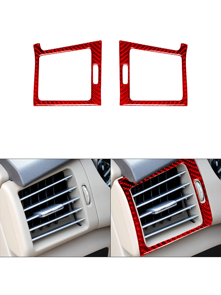 Red Left & Right Air Vent Trim Cover Carbon Fiber for Mercedes R-Class 2009-2012